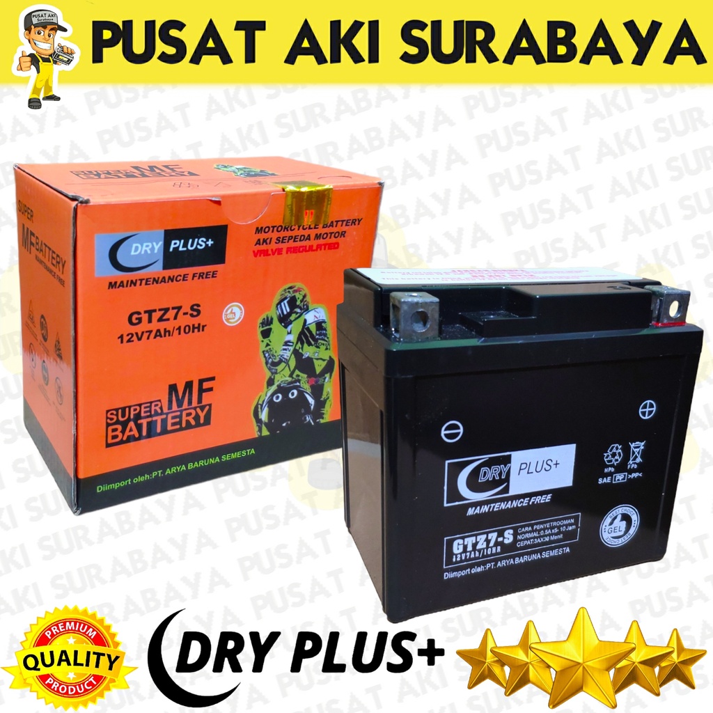 Jual ORIGINAL AKI DRYPLUS GTZ7S 12 VOLT 7 AMPER UNTUK MOTOR FAZZIO GSX