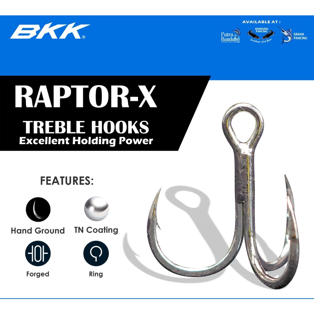 Jual trible hook. BKK RAPTOR X. size 1,2,3,4,5,6,7,8 size kecil