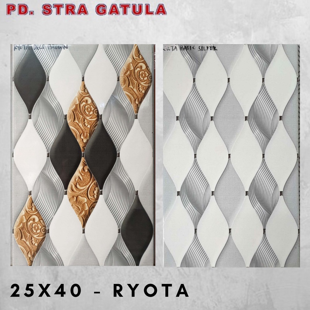 Jual Keramik Dinding 25x40 Ryota Silver/ Gold - Keramik Dapur - Keramik
