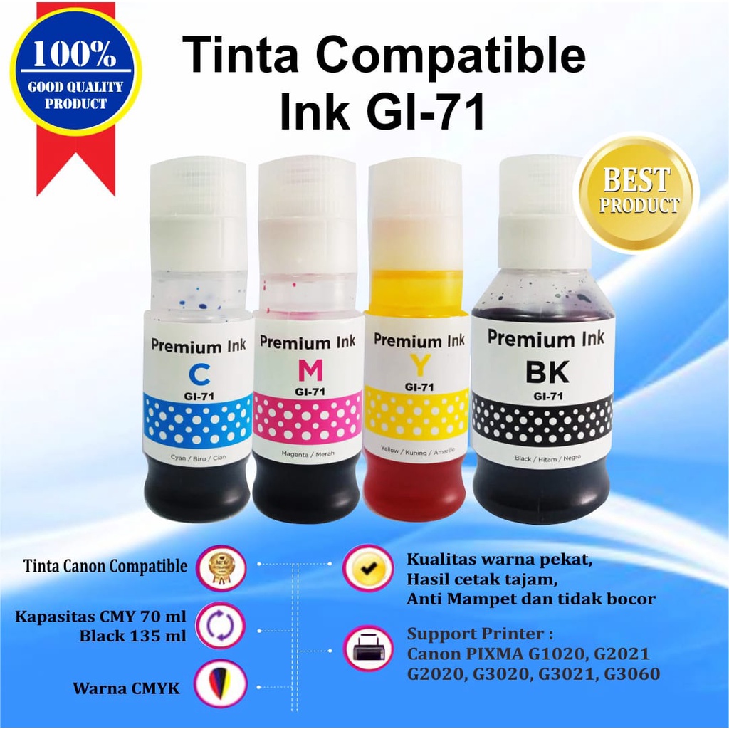 Jual Tinta Canon Gi 71 Premium Untuk Printer G1020 G2020 G2021 G2060 Shopee Indonesia 0458