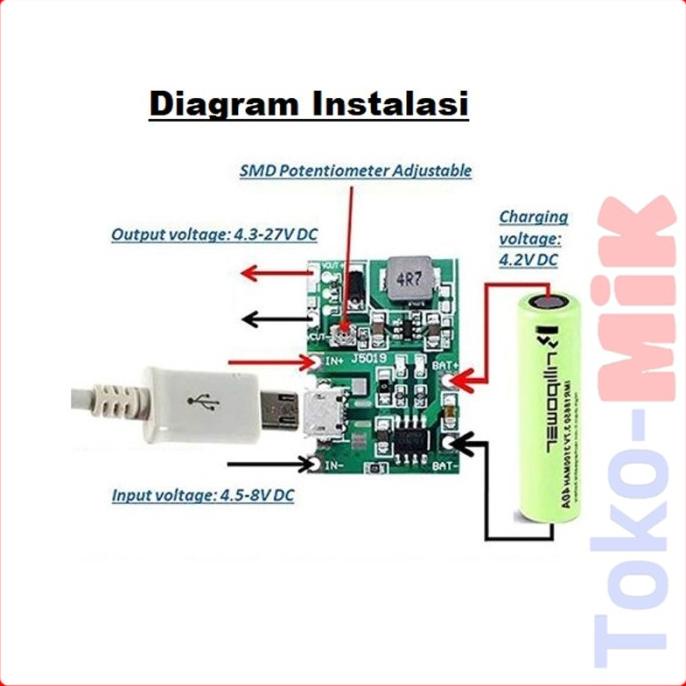 Jual Modul Mini DC UPS Lithium 18650 PowerBank TP4056 Step Up MT3608 ...