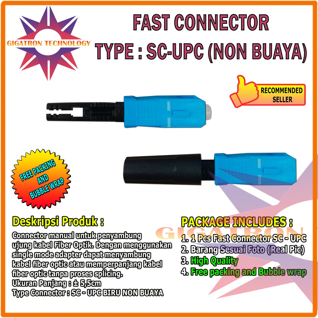 Jual Fast Connector SC UPC FTTH Fiber Optic / Konektor Fiber Optik FO ...