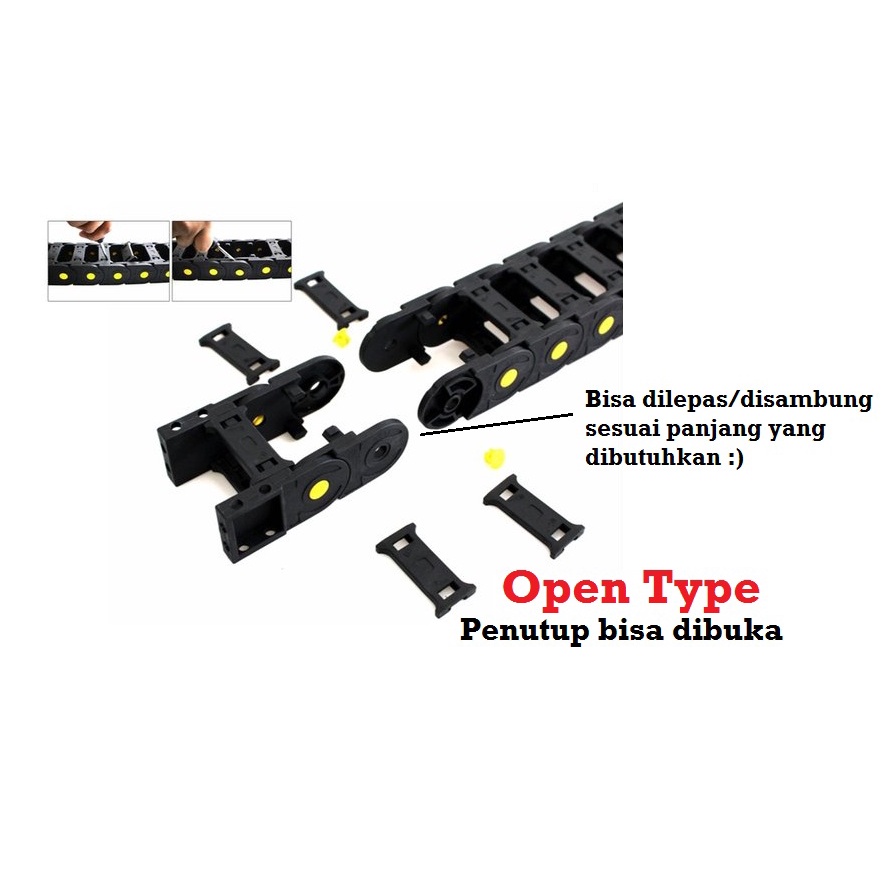 Jual [HAEBOT] Kabel Cable Drag Chain Wire Carrier 25x38 mm Bridge Open ...