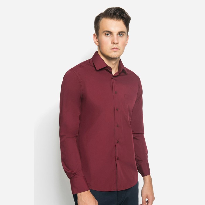 Kemeja Lengan Panjang Galene Maroon Black main image 1