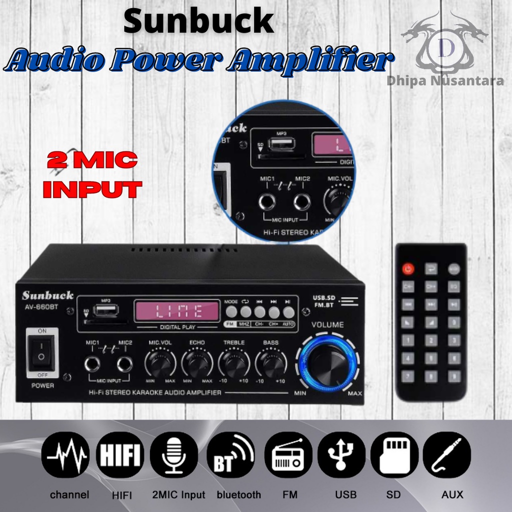 Jual Sunbuck Power Ampli Amplifier Bluetooth 2 Ch Remote 2000W - AV ...