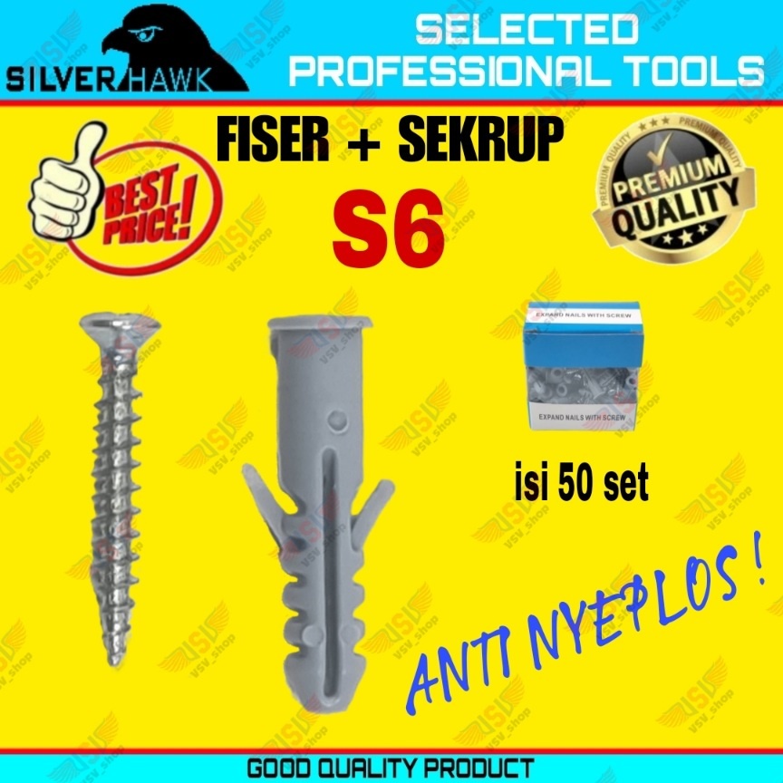 Jual Angkur Baut Tembok Sekrup S6 Set sekrup Dinding Wall Anchor