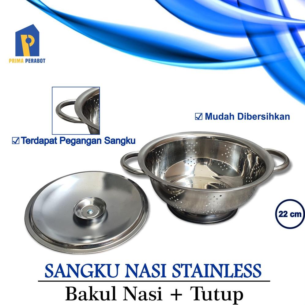 Jual Belanja Sangku Tempat Nasi Stainless Tutup Deep Collander