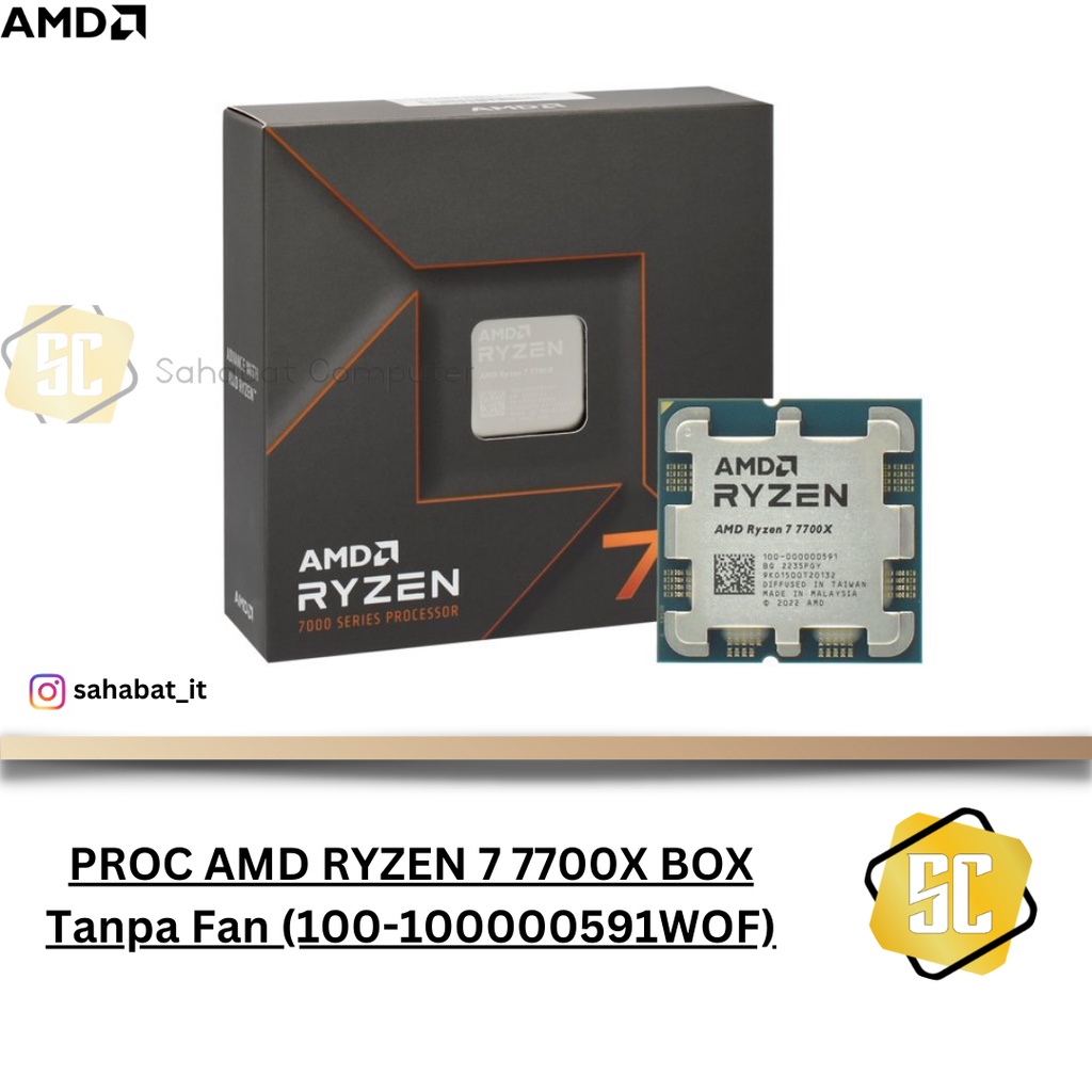 Jual PROC AMD RYZEN 7 7700X BOX Tanpa Fan (100-100000591WOF) | Shopee ...