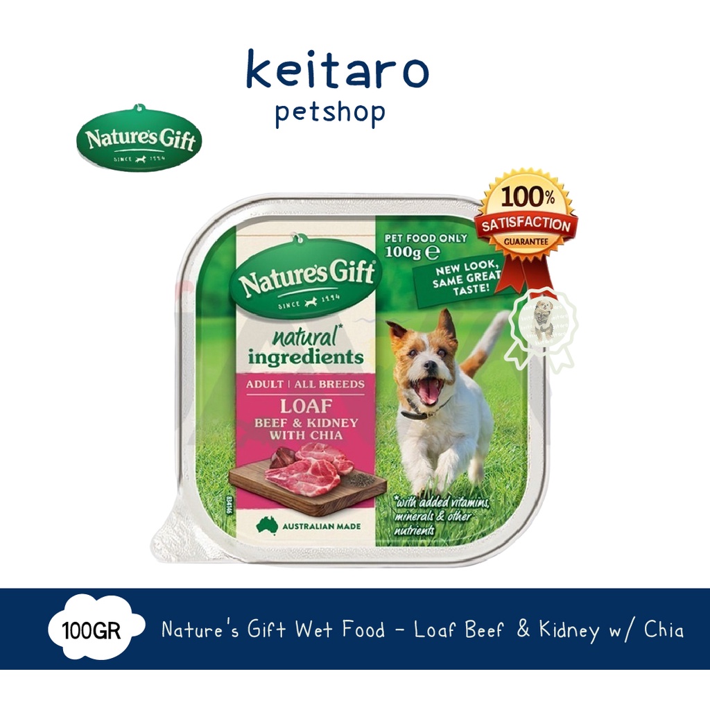 Jual NATURE'S GIFT Dog Food Loaf Beef & Kidney with Chia 100g / wet