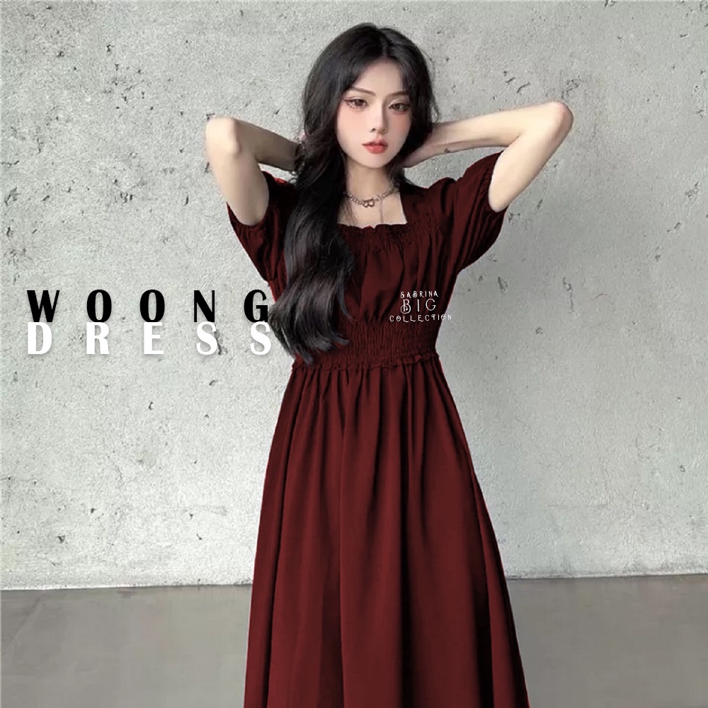 Jual WOONG MIDI DRESS KOREAN VINTAGE KOREA MIDI Dres Sabrina Irise Wanita  korea A Line Bodycon Maxi Casual Natal pesta Party Style Korean Lengan  Panjang | Shopee Indonesia