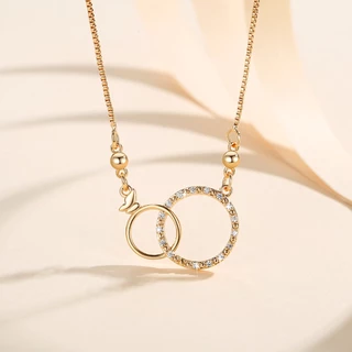 Lanme Jewelry Kalung Wanita Titanium Anti Karat Lapis Emas Kalung Bulat Model Anti Luntur Aksesoris Fashion Perhiasan Kalung Y965