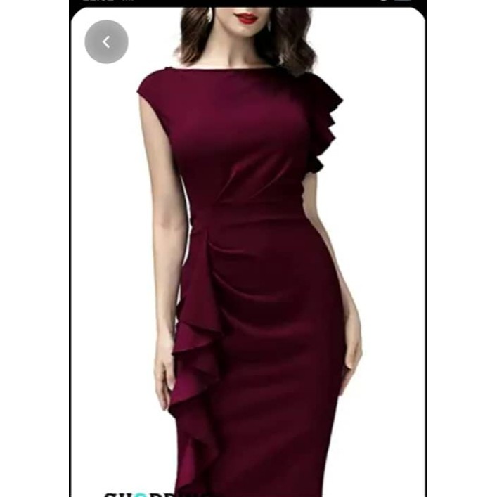 Jual Valettashop-Dress Scuba Maroon va02 I Midi Dress I Dress Party I ...
