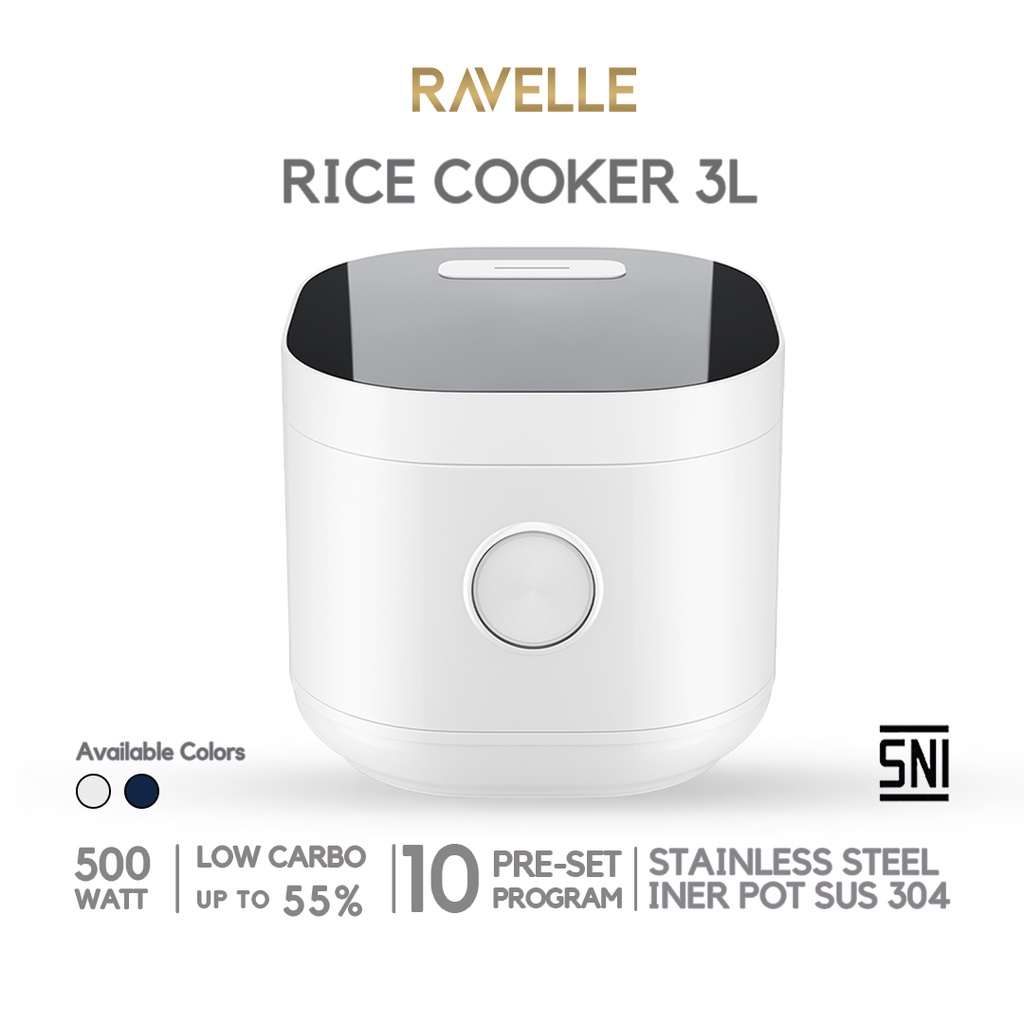 Jual Ravelle Rice Cooker Digital Low Carbo 3 Liter Ultimate White