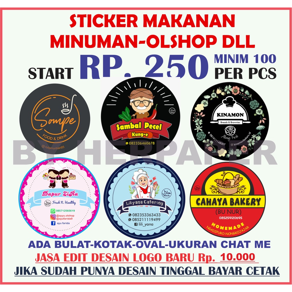 Jual STIKER DAN LOGO PRODUK MAKANAN. STIKER MAKANAN. STIKER OLSHOP