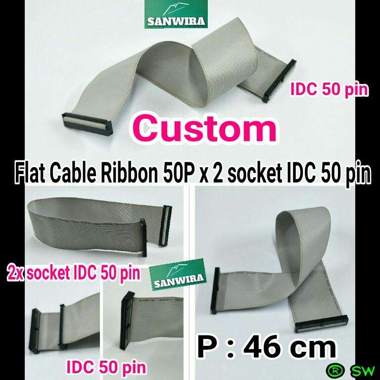 Jual Flat Cable Ribbon 50P x 2 socket IDC 50 pin custom / Flat Cable ...