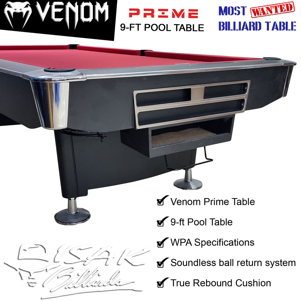 Jual Venom Prime Black 9 ft Pool Table - Meja Billiard Biliar Bilyard ...