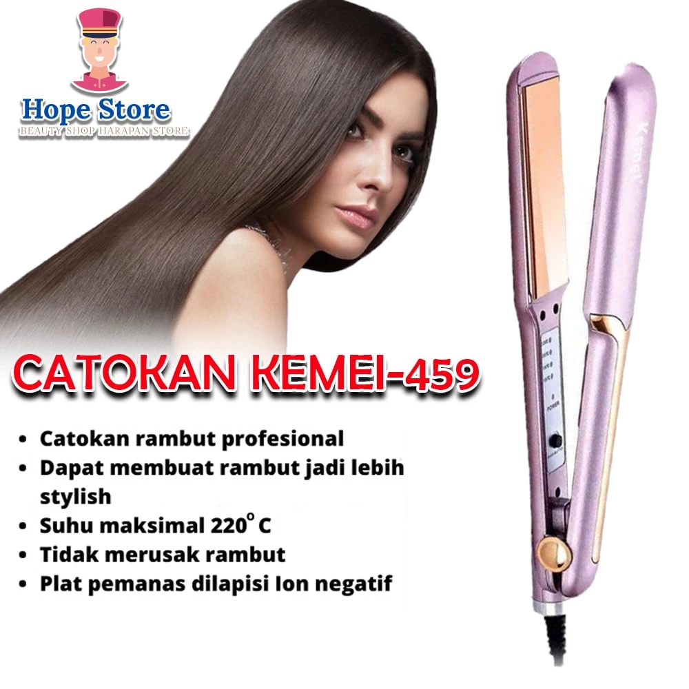 Hope Store - Catokan Pelurus Rambut Kemei KM-459 Hair Straightener Catok Sisir Peluruh Rambut | AutoStock
