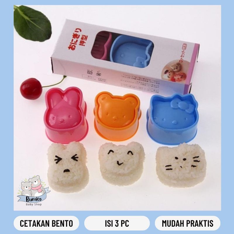 Jual Cetakan Roti Bento Nasi Lucu Praktis Karakter Hewan isi 3 pcs ...