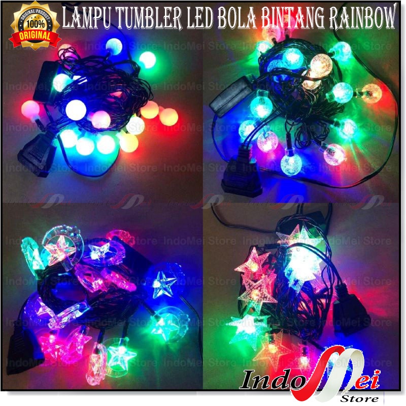 Jual Lampu Tumbler Led Bola Bintang Rainbow 10 Meter Sambungan Lampu Hias Shopee Indonesia 