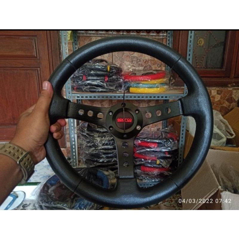 Jual Setir Steer Stir Racing Spar co Mobil Hitam 14 inch univers ...