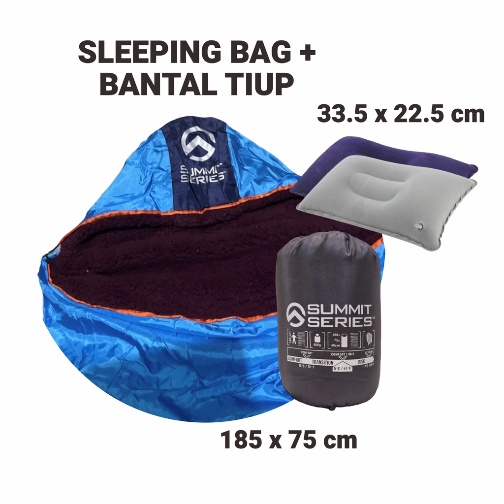 Jual Sleeping Bag Polar Bulu Tebal Include Bantal Tiup Angin Shopee