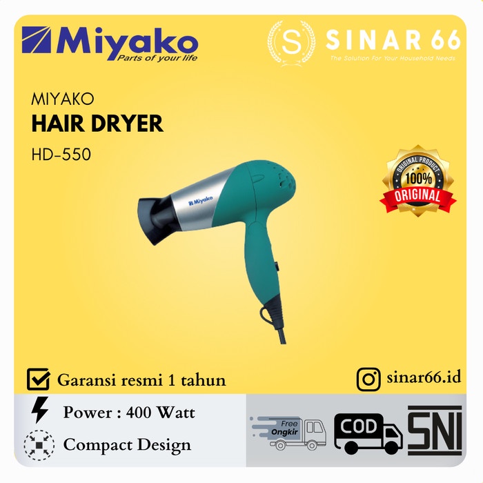 Jual MIYAKO TRAVEL HAIR DRYER MINI PENGERING RAMBUT HD550 HD 550 Biru