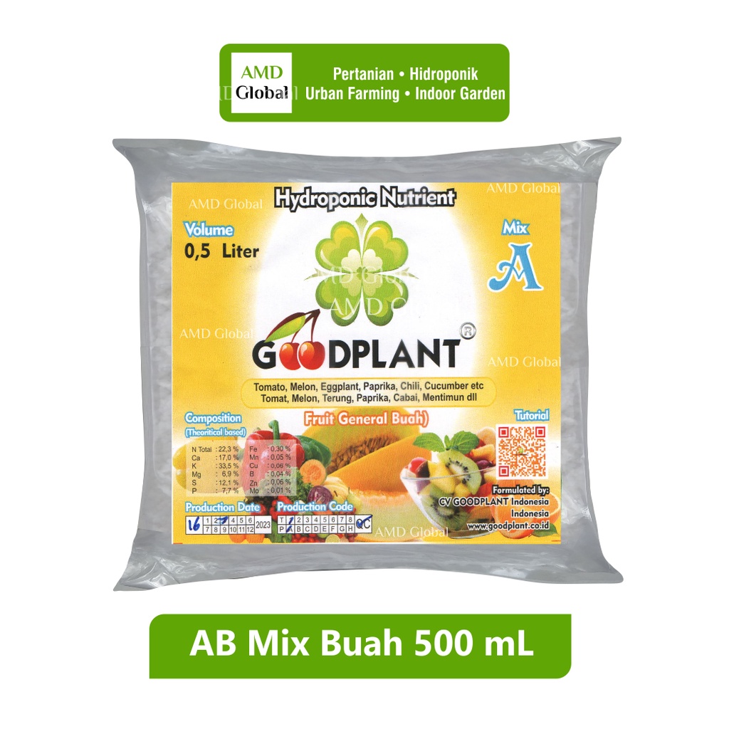 Jual AB Mix Nutrisi Hidroponik Sayuran Buah Goodplant 500 Ml | Shopee ...