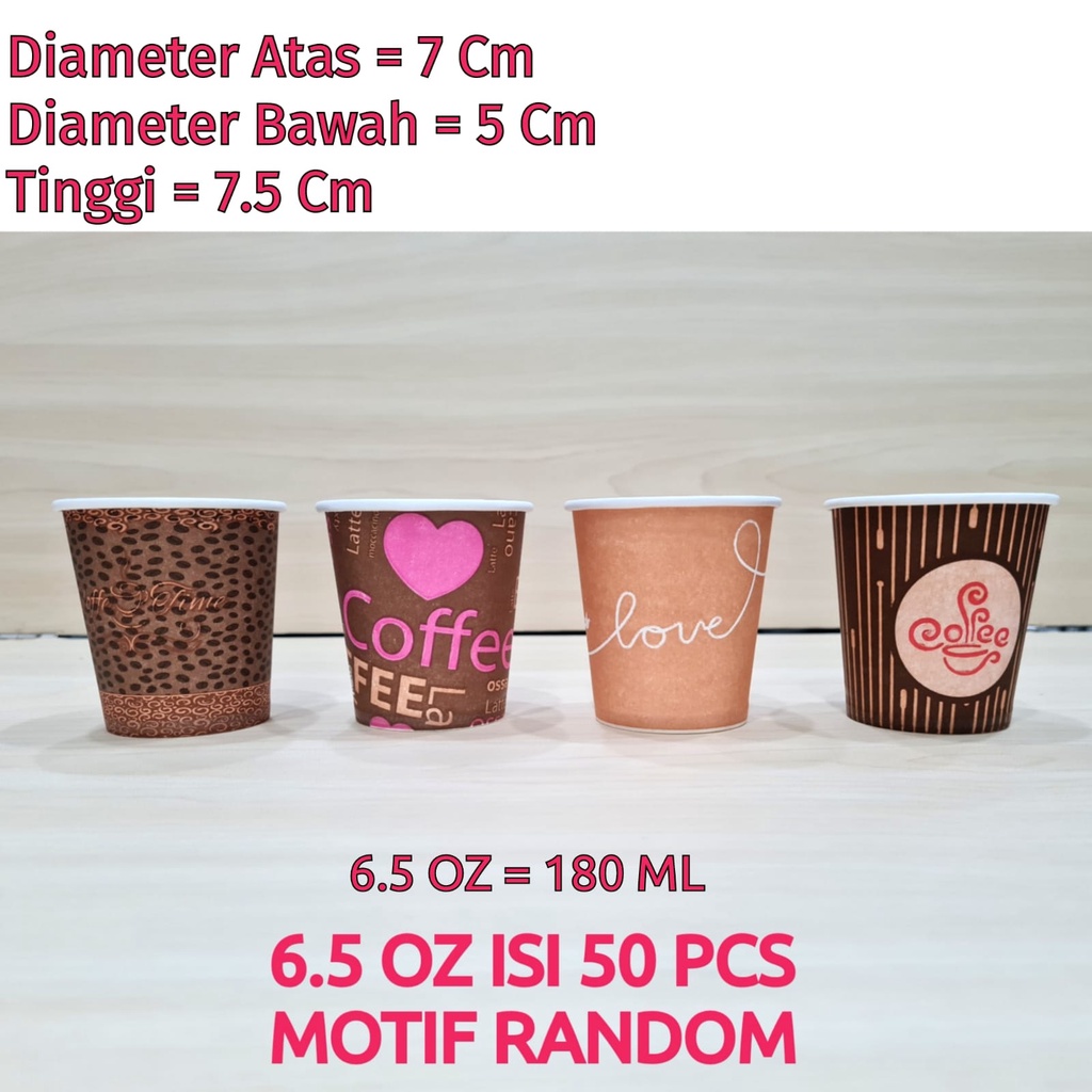 Jual Hot Paper Cup 6.5 Oz COLOUR PT Isi 50 Pcs | Shopee Indonesia