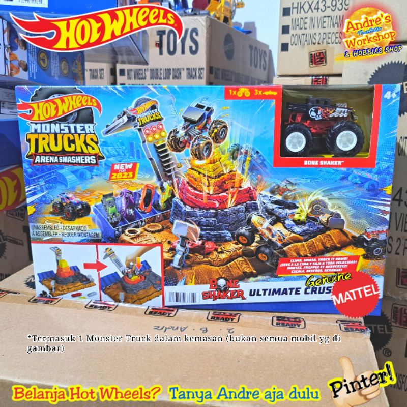 Jual Hotwheels Track Monster Trucks Ultimate Crush Yard Ori Mattel Hot