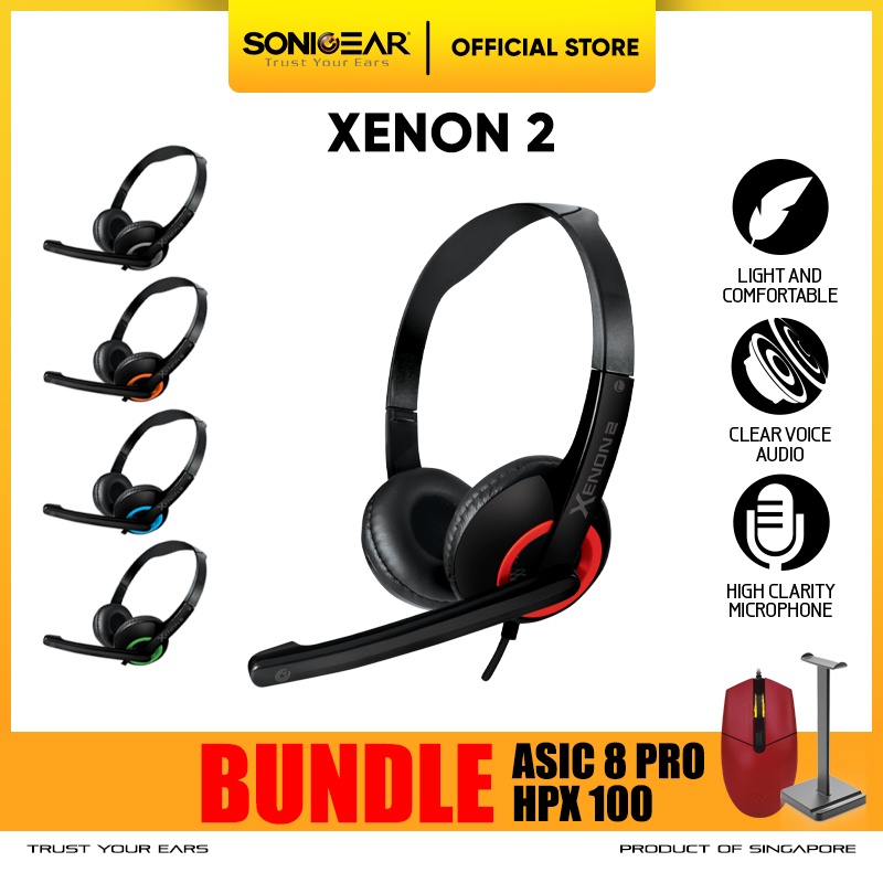 Jual Headset Gaming Kantor Sonicgear Xenon 2 Bundle Mouse Asic Pro 8