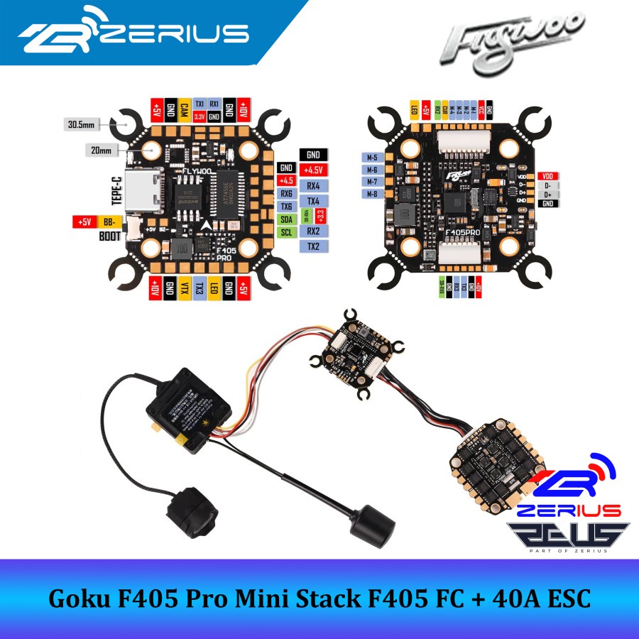 Jual FLYWOO GOKU Versatile F405 Pro Mini Stack F405 FC 40A ESC PNP DJI ...