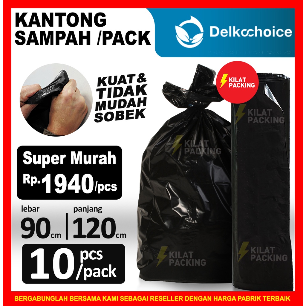 Jual Plastik Sampah Trash Bag Kantong Plastik Sampah Kresek Sampah Hitam Premium 90cm X 1762