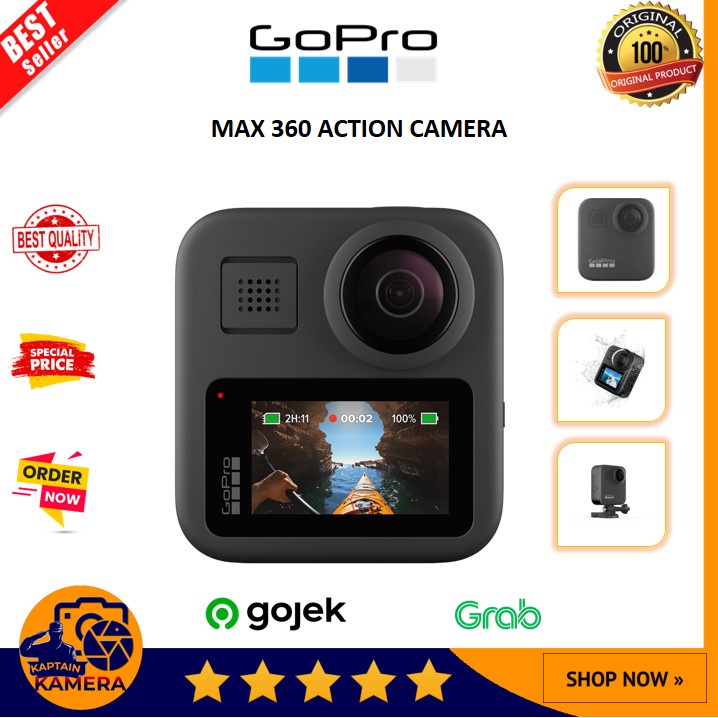 GoPro MAX Action Camera 360 with Touch Screen Spherical 16MP 5.6K30 1080P  HD Video Live Streaming Sports insta360 X2 GoPro max