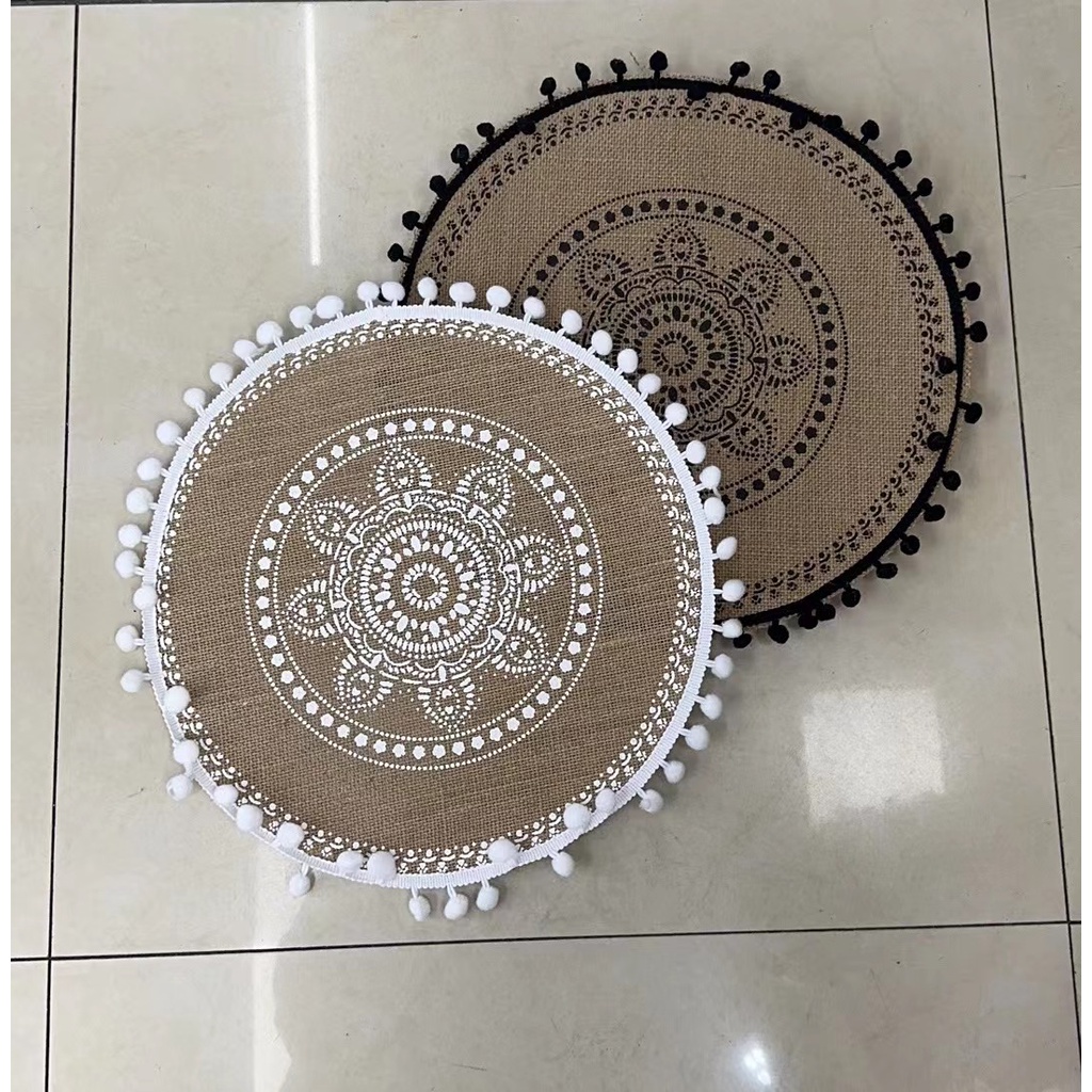 Jual Alas Piring Meja Anyaman Nordic Meja Makan Tatakan Piring Rumbai ...