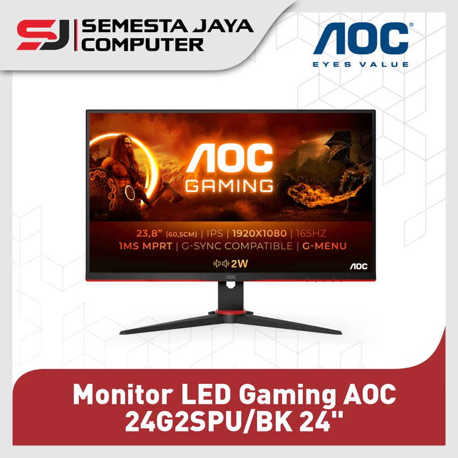 Jual Monitor LED Gaming AOC 24G2SPU/BK 24" IPS 165Hz 1ms Frameless 24G2 ...