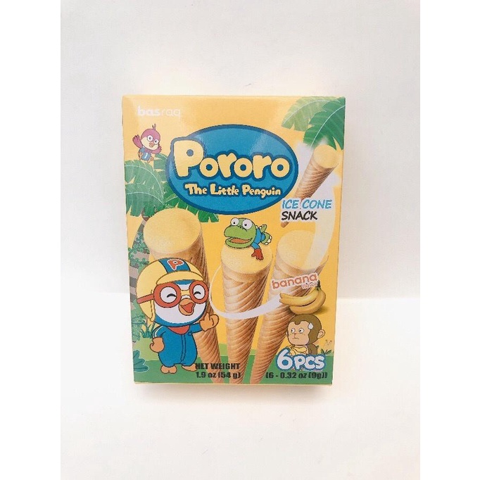 Jual Basraq Pororo The Little Penguin Ice Cone Snack 54g Banana Flavor 