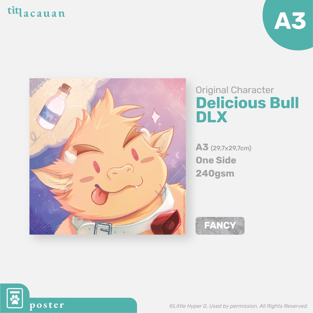 Jual Poster Art Print A3 Delicious Bull DLX - Poster Furry Hewan ...