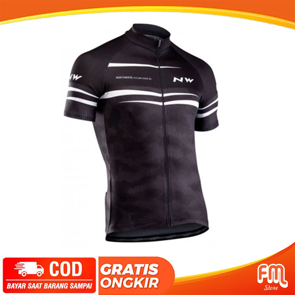 Jual Jersey Road Bike North Wave Black Grey White line Import Shopee