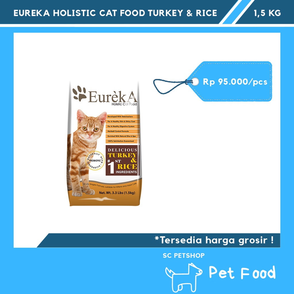 Jual Eureka Holistic Cat Food Makanan Kucing Turkey & Rice 1.5 kg