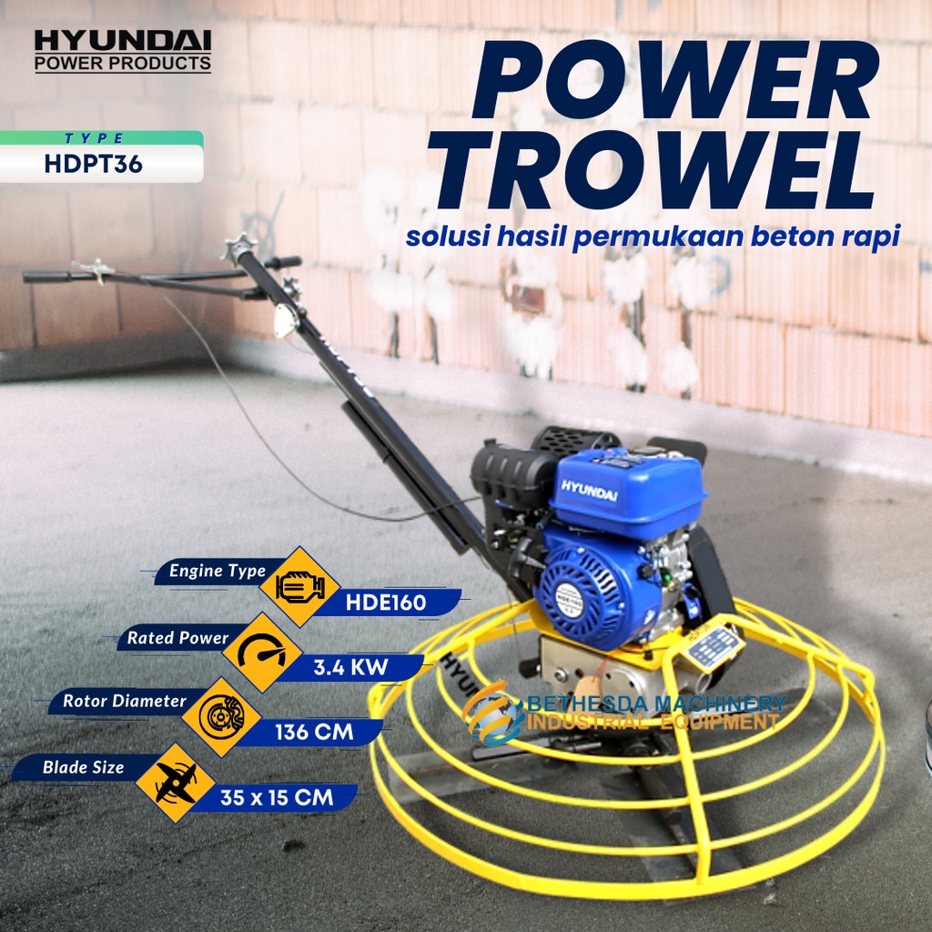 Jual Mesin Perata Beton Semen Cor Hyundai Power Trowel HDPT36 + engine ...