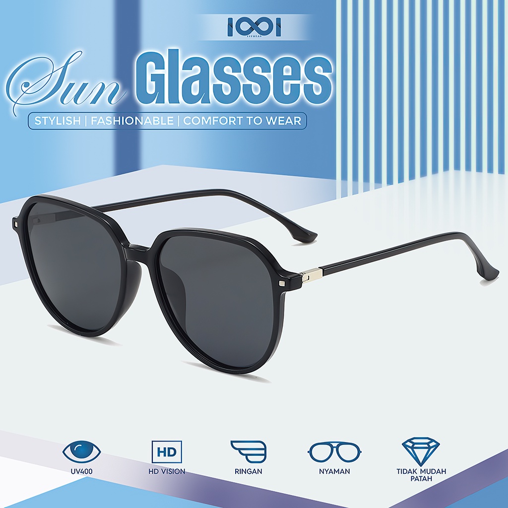 Jual IOOI Eyewear - Kacamata Hitam Polarized Geometric Sunglasses Anti