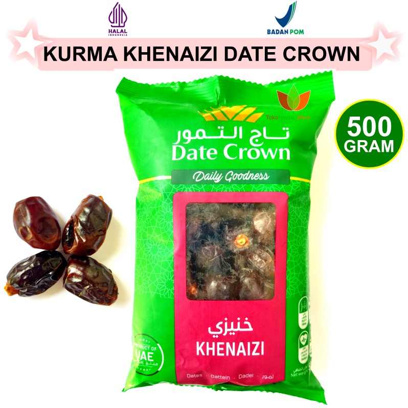 Jual BUAH ORGANIK KURMA KHENAIZI DATE CROWN 500 GRAM ARAB PREMIUM IMPORT KERING RASA LEGIT