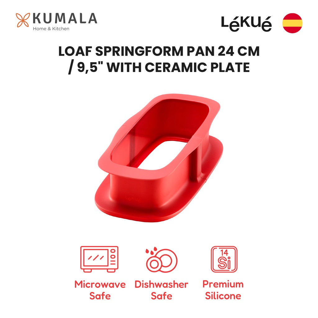 Jual LEKUE Loaf Springform With Ceramic Plate 24cm Red | Shopee Indonesia