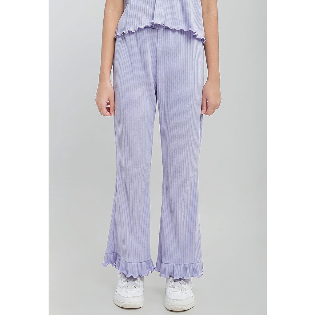 Purple Striped Ruffle Pants