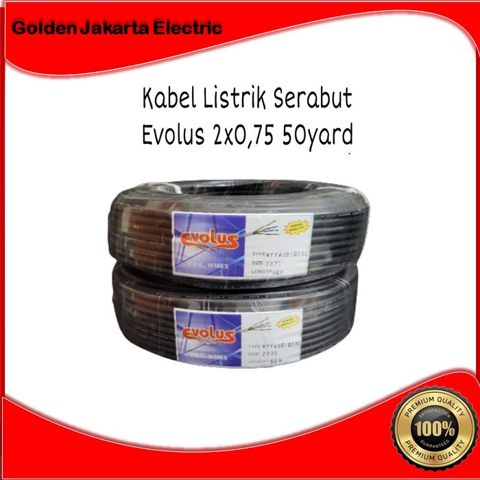 Jual Kabel Listrik 2x0 75 Serabut Putih Hitam Evolus Hyo Nyyhyo 50