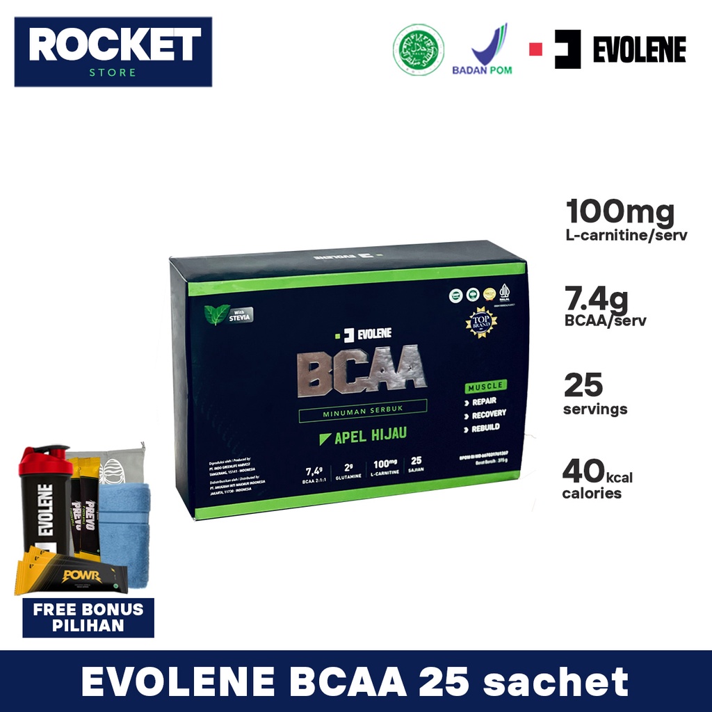 Jual EVOLENE BCAA Powder 25 serving 375 gram - with L-carnitine & Glutamine  | Shopee Indonesia