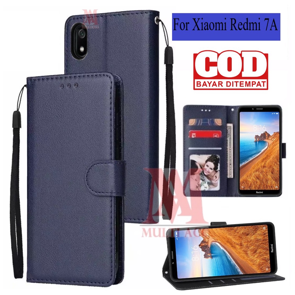 Jual XIAOMI REDMI 7A Leather Flip Cover Wallet Case Kulit Casing