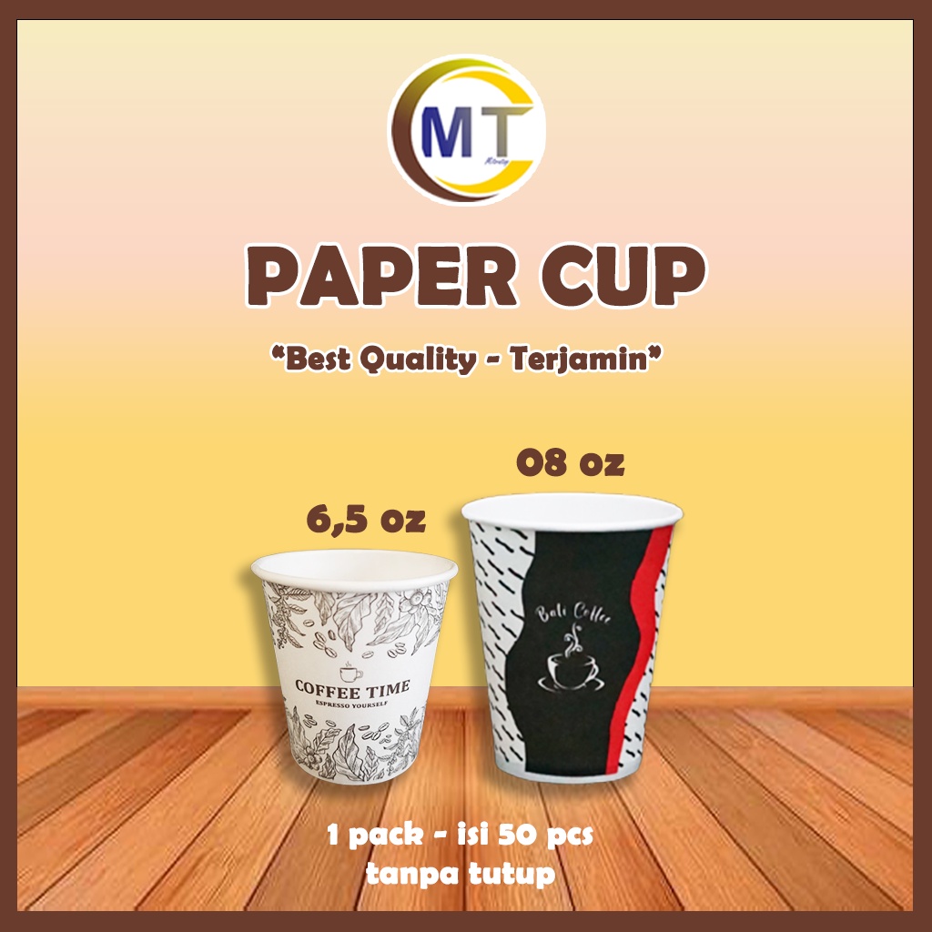 Jual Paper Cup 50 pcs Motif Bergambar Tanpa Tutup PaperCup 6,5 oz dan 8 ...