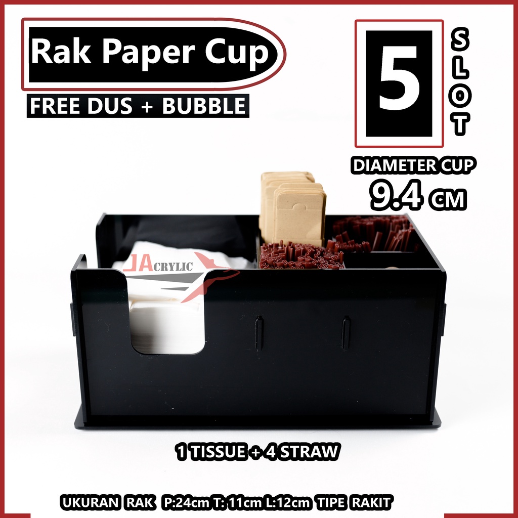 Jual Rak Paper Cup Akrilik Organizer Sedotan Tissue Rak Kafe Slot