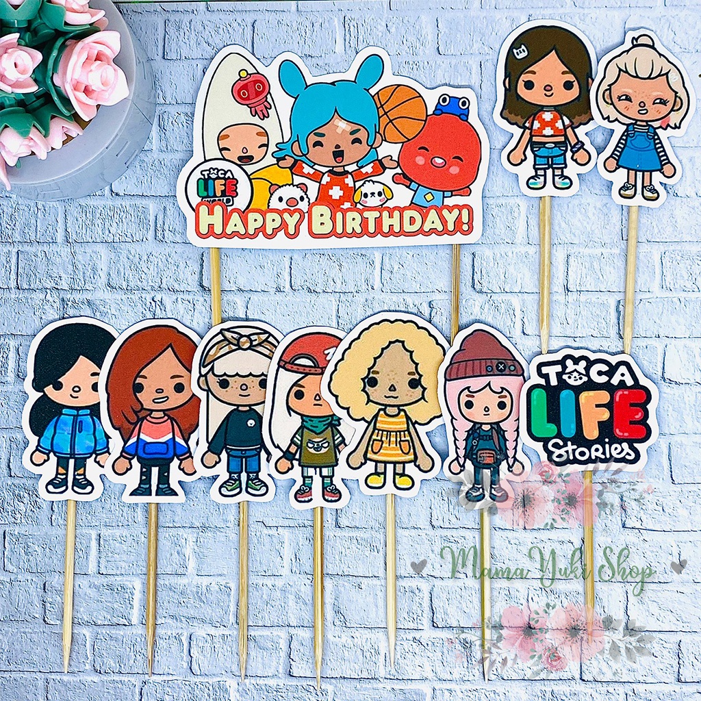 TOCA BOCA Cake topper, Toca Boca Characters, CUPCAKE CAKE TOPPER EDIBLE